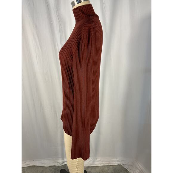 Chlo� 'Ribbed' Brown Wool Cashmere-Blend Turtleneck Sweater Size XL - Picture 3 of 7